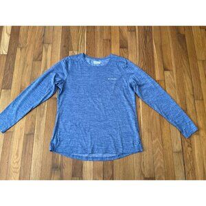 Columbia Womens Long Sleeve Shirt Blue Crew Neck Athletic Sportwear Size L
